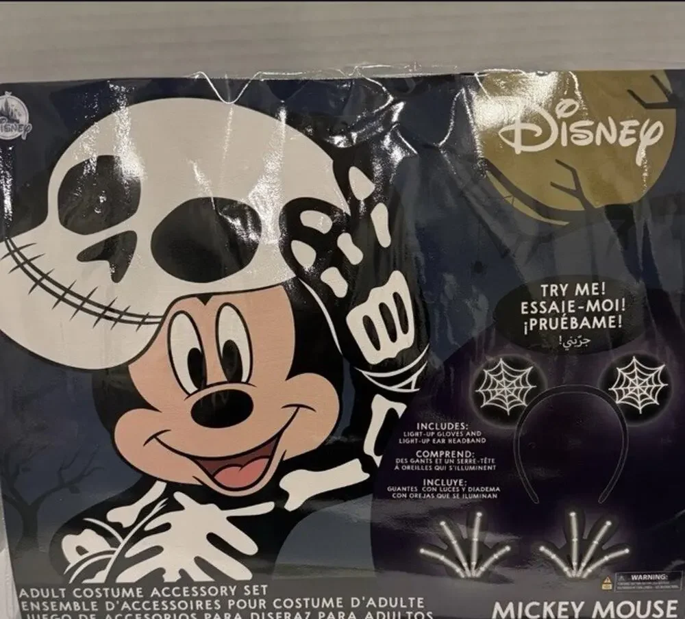 NWT Disney Parks Mickey Mouse Adult Costume Light Up Accessory Set Gloves Ears